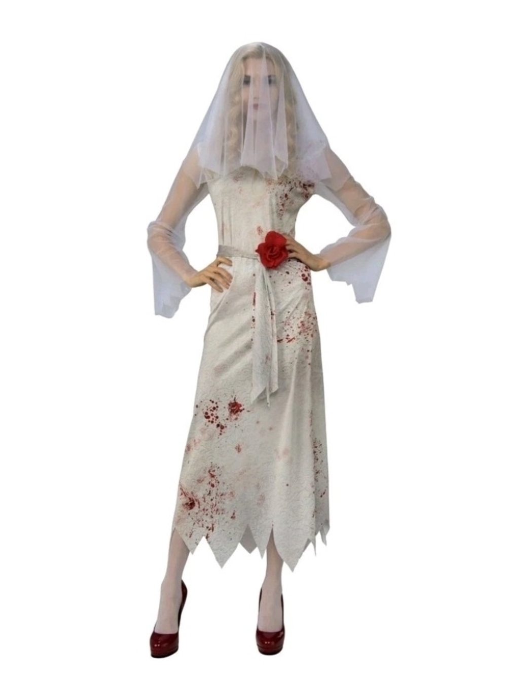 Women's ghost bride 4 piece costume new size 14-16 XL Halloween